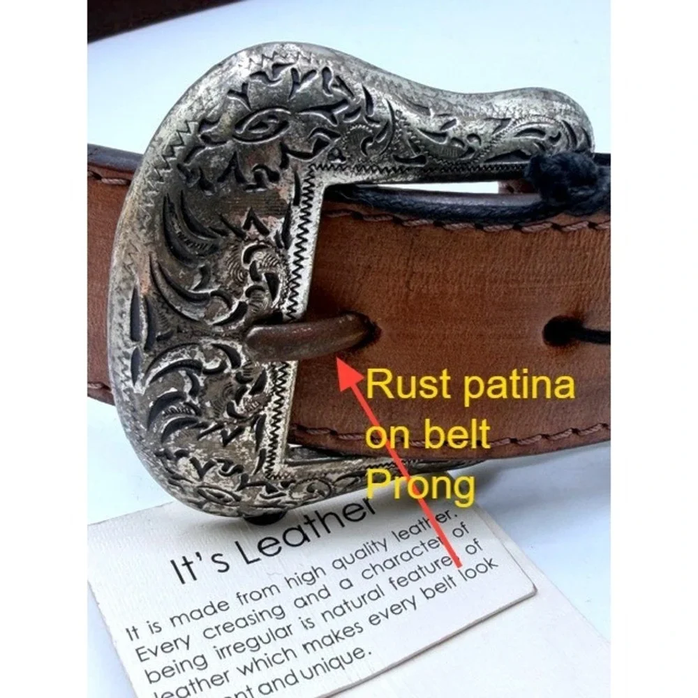 Myra Astute S-4056 Brown Leather Turquoise Floral Cutout‎ Western Belt Small NEW